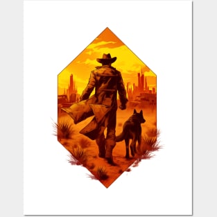 Lone Wanderer and a Loyal Companion - Diamond Frame - Post Apocalyptic Posters and Art